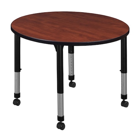 Regency Round Mobile Tables, 42 W, 42 L, 23-34 H, Wood, Metal, Cherry TB42RNDCHAPCBK